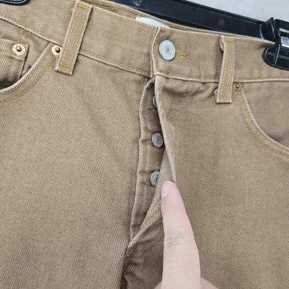 VTG Levis 501 Jeans Mens 28x27 Brown Button Fly Straight Leg USA Tag 30x30 Y2K - Picture 3 of 14